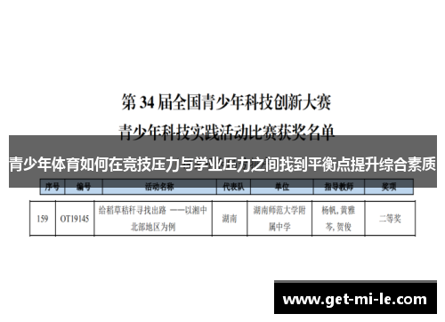 青少年体育如何在竞技压力与学业压力之间找到平衡点提升综合素质 青少年体育如何在竞技压力与学业压力之间找到平衡点提升综合素质